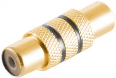 Cinch-Verbinder Metall vergoldet schwarz Audio - Audioadapter Cinch Kupplung, RCA Buchse auf