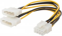 Stromkabel 2x 13.3 cm Stecker auf 8-pol PCI, 0,13m - Stromkabel intern, 2x Molex auf 8-pol PCI
