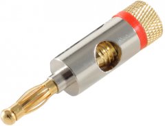 Bananenstecker Metall vergoldet rot 4mm Labor HiFi - 4mm Bananenstecker Metall vergoldet, Labor