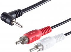 Winkel-Klinkenstecker 3,5mm Stereo auf 2x Cinch-Stecker vernickelt Kupfergemisch schwarz 1,5m