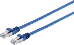 Cat.7 Flachkabel (Slim), PIMF/S-FTP, blau, 0,5 m, RJ-45, 10-Gbit/s-Netzwerk - 600MHz, 10-Gbit/s, S/F