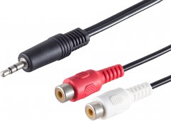 3,5mm Klinken-Stecker auf 2x Cinch-Buchse Stereo vernickelt Kupfergemisch schwarz 1,5 m - 3,5mm