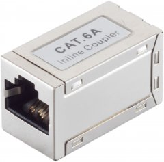 RJ45 Verbinder, CAT 6a, STP, slim, silber - RJ45 Buchse auf RJ45 Buchse, Kompatibel zu 10GBASE-T