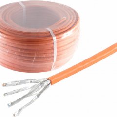 Cat. 7 Verlegekabel, S/FTP, CCA, orange, 25m - LSZH (Halogenfrei), 600MHz, 10Gbit/s, AWG 23/1