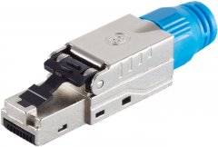 RJ-45 Stecker, werkzeuglos, STP, Cat 8.1, silber - Schneidklemme \(LSA\) auf RJ-45 Stecker - LSA