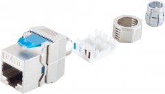 RJ-45 Keystone, werkzeuglos, STP, Cat. 8.1, silber - Schneidklemme \(LSA\) auf RJ-45 Buchse - LSA