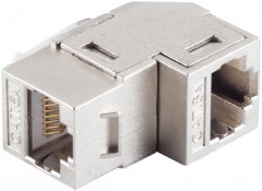 RJ-45 Keystone Verbinder, Cat. 6A, Winkel, STP, silber - RJ-45 Buchse auf RJ-45 Buchse gewinkelt