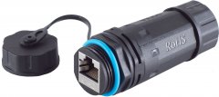 RJ45 Verbinder, CAT 6, IP68, short, Outdoor, schwarz - STP, RJ45 Buchse auf RJ45 Buchse, 8 \(1:1\)