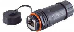 RJ45 Verbinder, CAT 6a, IP68, short, Outdoor, schwarz - STP, RJ45 Buchse auf RJ45 Buchse, 8 \(1:1\)