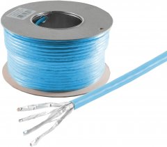 Cat. 8 Verlegekabel, S/FTP, LSZH, blau, 100m - LSZH \(Halogenfrei\), Cat. 8 \(Class I\), 2000MHz