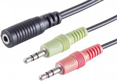 Headset Y-Adapter TRRS 4-polig Buchse auf 2� TRS 3-polig Stecker CTIA 3,5mm - Adapter 8-Pin auf