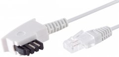 TAE-F Adapterkabel, RJ-45, 8/2, weiß, 20m - TAE-F Stecker auf RJ-45 Stecker (8/2), DSL, Telefon
