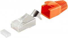 RJ-45 Modular-Stecker, 8P8C STP, 23 AWG, orange, Cat.5E/6 Installationskabel - RJ45 8P8C STP, 23