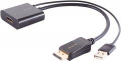HDMI-A Adapter, DisplayPort Stecker, 4K, 30cm, schwarz - HDMI-A Buchse auf DisplayPort Stecker