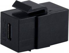 USB-C Keystone Verbinder, 3.1, 10Gbps, schwarz - USB-C Buchse auf USB-C Buchse, 10 Gbit/s - Cat.