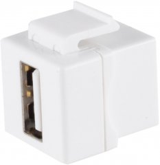USB-A Keystone Verbinder, 2.0, 480Mbps, short, wei� - USB-A Buchse auf USB-A Buchse, 480 Mbit/s