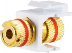 Audio Keystone Verbinder, vergoldet, rot, wei� - Bananenstecker Buchse auf Bananenstecker Buchse