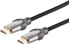 BlackCotton HDMI 2.1 Kabel Ultra High Speed 48Gbit/s 10K eARC VRR HDR10 Schwarz Textil 1,5 m
