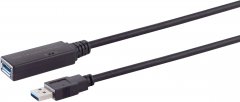 Aktive USB-A Verlängerungskabel USB 3.0 SuperSpeed 5Gbps 1 Verstärker 20m schwarz - aktiver