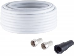 Koaxialkabel Set 0,64/3,8 mm CCS 2-fach 75 dB Weiß inkl. F-Stecker 10 m - Koaxialkabel-Set mit