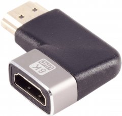 HDMI-A Adapter, 90� Winkel rechts, 8K, Metall, silber - HDMI-A Buchse auf HDMI-A Stecker, 8K \(60Hz\)