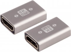 HDMI-A Verbinder, 8K, Metall, silber - HDMI-A Buchse auf HDMI-A Buchse, 8K \(60Hz\), HDCP 2.3