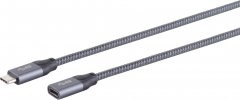 USB-C� Verl�ngerungskabel ProSeries 3.2 Gen 2x1 10Gbps PD 100W ALU grau 2m - USB-C� Stecker auf