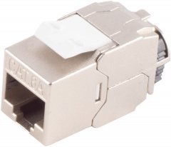 RJ-45 Keystone, Cat. 6A, STP, ReFix, werkzeuglos, silber - Bronze, 22 bis 26, Zinklegierung