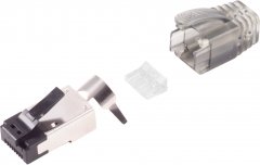 RJ45 Modularstecker, Interlock, 50u gp, schwarz - 8P8C, RJ45 Stecker, 7mm bis 7, T568A - RJ45 8P8C,