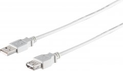 USB-A Verl�ngerungskabel, 2.0, grau, 1m - USB-A Stecker auf USB-A Buchse, 480 Mbit/s, Hi-Speed USB