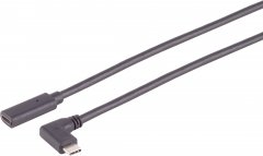 USB-C Verl�ngerungskabel USB 3.2 Gen 2x2 90� Winkel 20Gbps PD 100W schwarz 1,5m - 90� Winkel