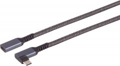 USB-C Verl�ngerungskabel USB 3.2 PD Textil 90� 1,5m SuperSpeed - USB-C Verl�ngerungskabel, USB 3.2,