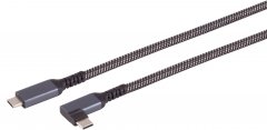 USB-C 100W PD Ladekabel USB 3.2 Textil 90� 2m Laptop Tablet - USB-C Ladekabel, USB 3.2, PD 100W