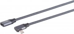 USB-C® Verlängerungskabel ProSeries 3.2 Gen 2x2 90° 20Gbps PD 100W ALU grau 0,25m - 90° Winkel