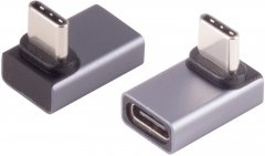 USB-C� Adapter USB4 4.0 Gen 3x2 40Gbps Pro 90� oben/unten DP 2.0 PD 240W silber - USB-C� Stecker