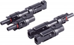 PV4 T-Adapter Set, 2/1, IP68, 1.5kV, schwarz - 1x PV4 Stecker auf 2x PV4 Buchse, Die PV4 T-Adapter�