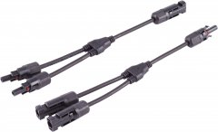 PV4 T-Adapterkabel Set, 2/1, 4mm�, SW/SW, 30cm, schwarz, 0.3m - 1x PV4 Stecker auf 2x PV4 Buchse