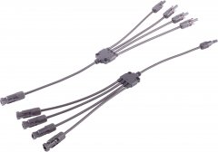 PV4 T-Adapterkabel Set, 4/1, 6mm�, SW/SW, 60cm, schwarz, 0.6m - 1x PV4 Stecker auf 4x PV4 Buchse
