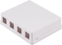Keystone Anschlussbox, 4-fach, wei� - Geeignet f�r 4 Keystone Module, 52mm, Inkl. 2 Schrauben