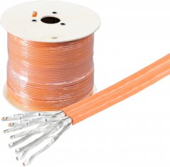 Cat. 7 Verlegekabel, S/FTP, BasePro, Duplex, 500m, orange - LSZH \(Halogenfrei\), Duplexkabel