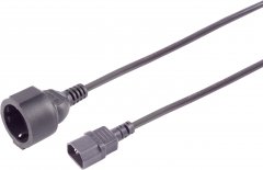 IEC C14 Adapterkabel, CEE 7/3, 1mm�, USV, 0,3m, schwarz - vergossen, Kupfer, H05VV-F 3G1.0mm�, CuZn