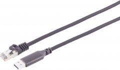 USB-A LAN Kabel 1 Gbps Gigabit Ethernet RJ45 ALU schwarz 2m - USB-A auf RJ45 LAN, 1 Gbps, Gigabit