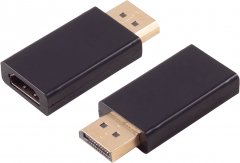 DisplayPort 1.4 Adapter, HDMI-A Buchse, 4K60, ABS, schwarz - DisplayPort Stecker auf HDMI-A Buchse