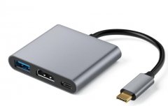 USB-C Dock 3in1 HDMI 2.0 4K 60Hz USB-A 3.0 USB-C PD Plug Play grau - Adapter 8-Pin auf 3,5mm