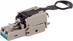 RJ-45 Stecker, werkzeuglos, EasyPull, STP, Cat. 6A, silber - Schneidklemme \(LSA\) auf RJ-45 Stecker