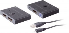 DisplayPort 1.4 Umschalter 2x1, bidirektional, 8K, schwarz - 3x DisplayPort Buchse, 8K \(30Hz\), 4:4