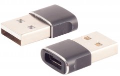 USB-A auf USB-C Adapter USB 2.0 slim Metall 480 Mbps bidirektional - Adapter 8-Pin auf 3,5mm