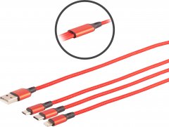 USB-A 3in1 Ladekabel Alu blau 1,2m Micro-B 8-Pin USB-C Universal - USB Micro-B Ladekabel, USB 2.0