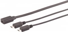 USB-C Y-Kabel, 2x USB Micro-B, 2.0, schwarz, 0,3m - USB-C Stecker auf 2x Micro-B Stecker, 2.0, 480
