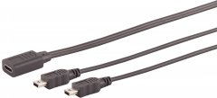 USB-C Y-Kabel, 2x USB Mini-B, 2.0, schwarz, 0,3m - USB-C Stecker auf 2x Mini-B Stecker, 2.0, 480